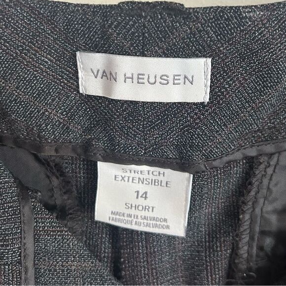 Van Heusen Gray Plaid Straight Leg Stretch Dress Pants 14 Short - Picture 4 of 6